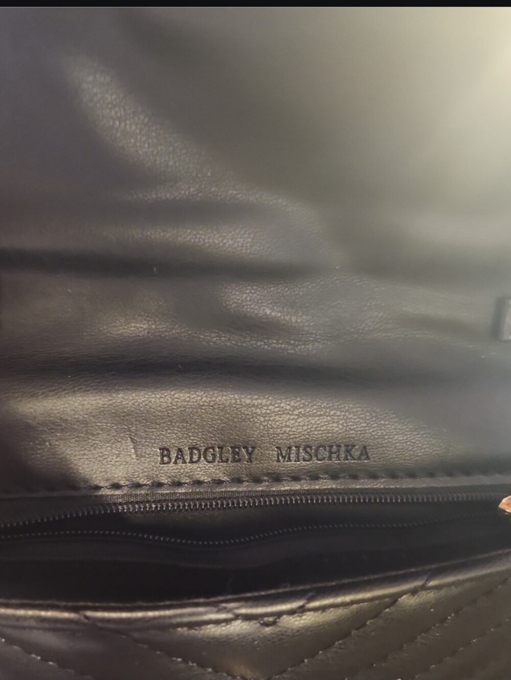 Badgley Mischka Quilted Flap Phone Crossbody with Gold Logo - Picture 5 of 7